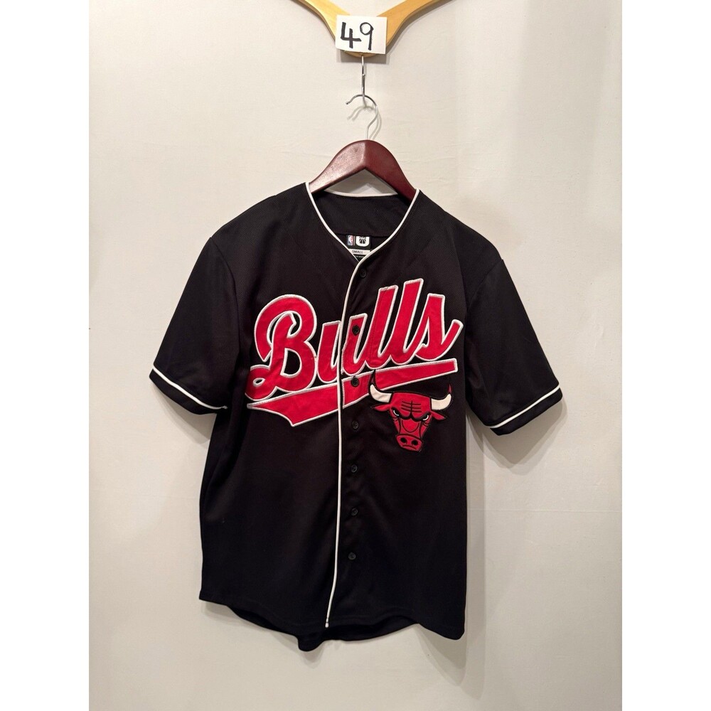 Chicago Bulls NBA Button Front Baseball Style Jersey Black Red White #66 Size S